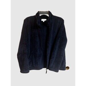 Cuddl Duds Jacket Womens Size M  Blue Plush Extra Soft Fleece Full Zip Pockets